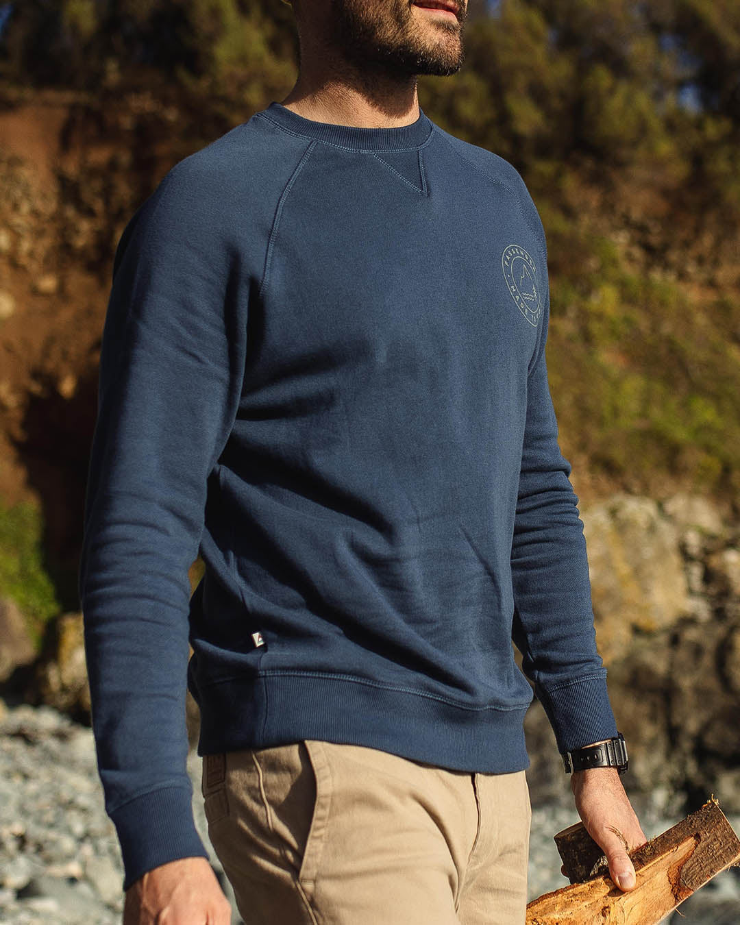 Border Recycled Cotton Sweatshirt - Dark Denim