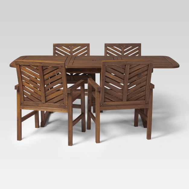 5pc Slatted Extendable Acacia Wood Patio Dining Set Saracina Home