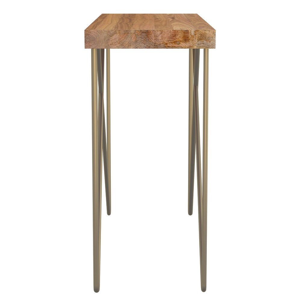 Rustic Modern Solid Wood Console Table in Natural   Aged Gold