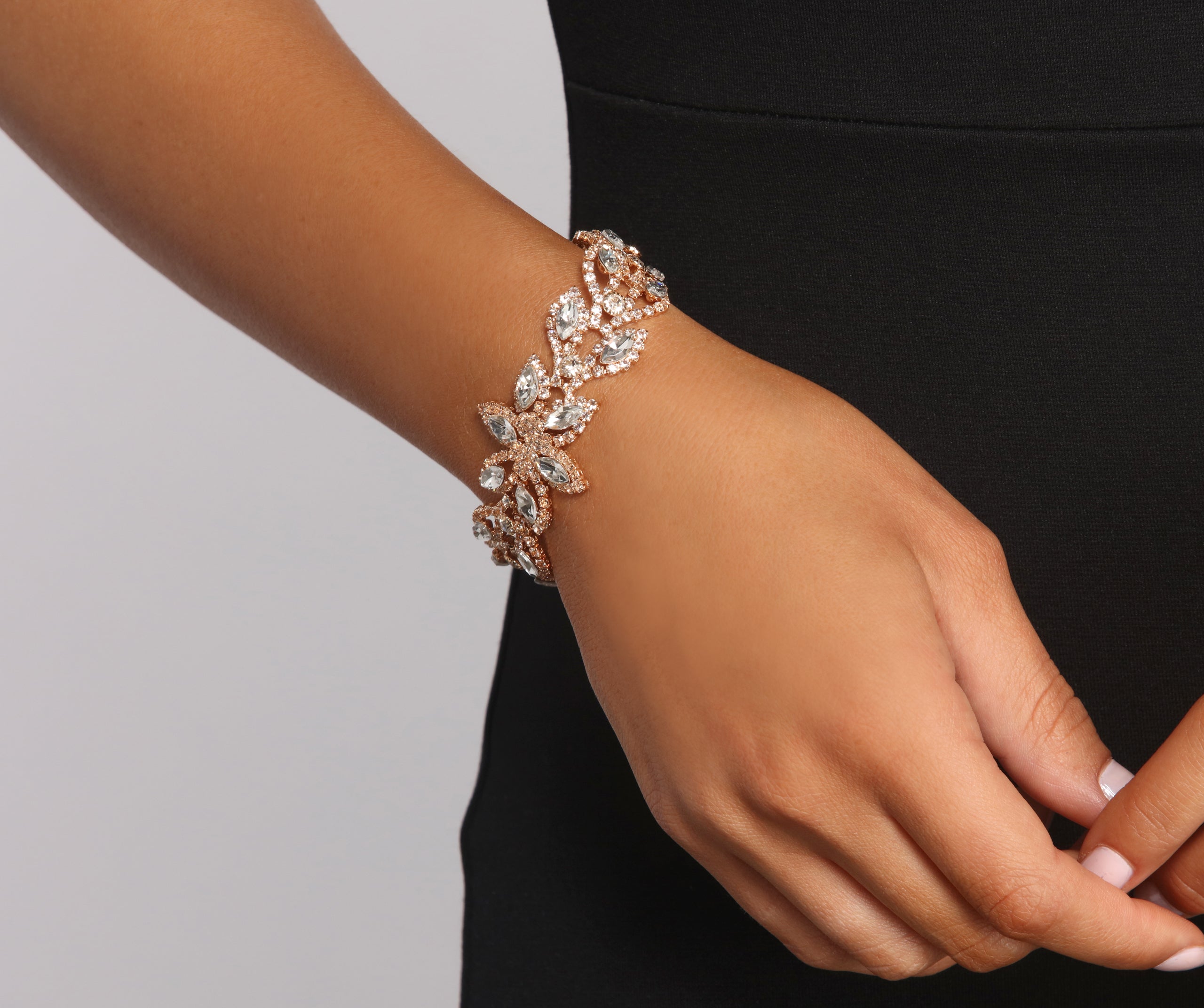 Marquise Leaf Rhinestone Bracelet