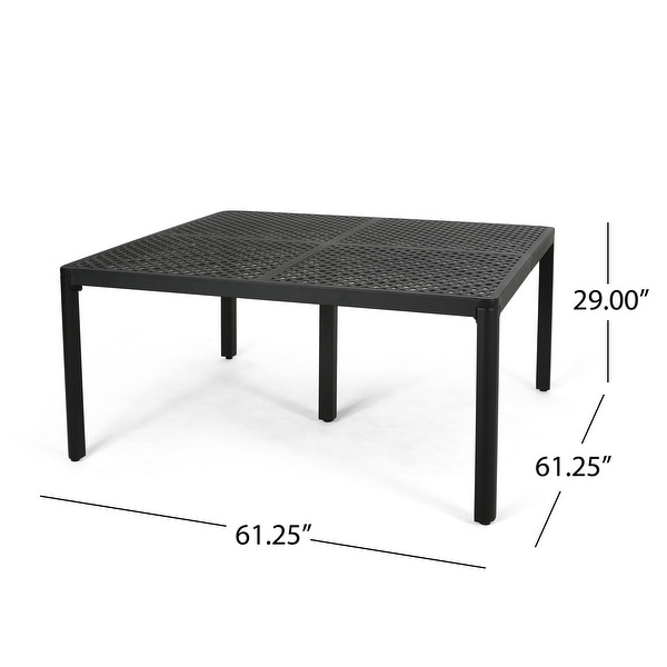 Outdoor Modern Aluminum Dining Table with Woven Accents