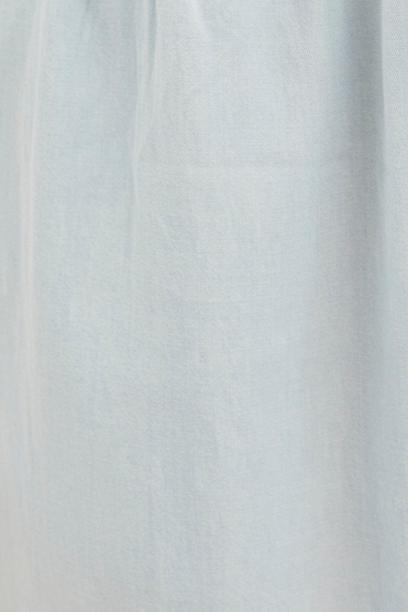 Blue Chambray Pant Tie Front Wide Leg