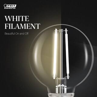 Feit Electric 40-Watt Equivalent G16.5 E12 Candelabra Dimmable White Filament CEC Clear Glass LED Light Bulb Soft White 2700K(2-Pack) G1640927CAWFILHDRP2