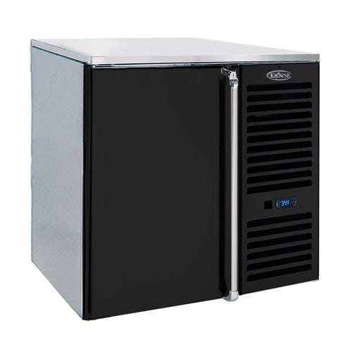 Krowne Metal BS36R-BSS Back Bar Cooler， Black Solid Door， S/S Sides and Top