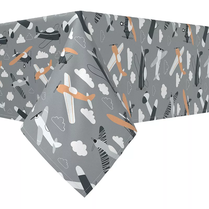 Square Tablecloth， 100% Polyester， 60x60， Retro Planes in the Sky