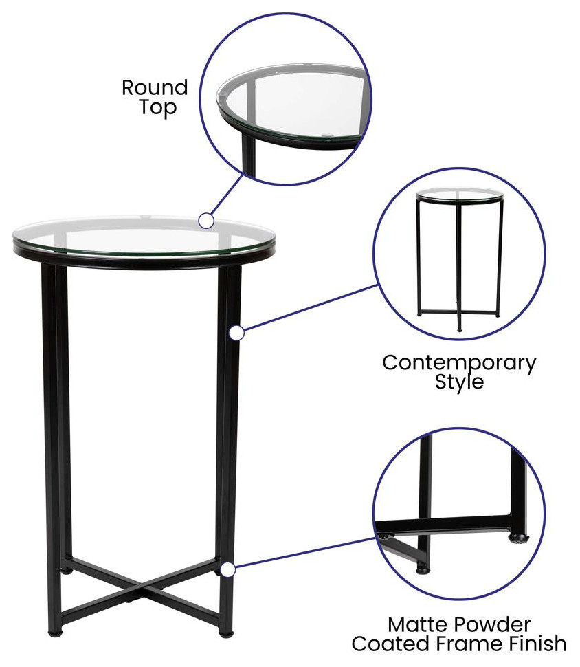 Greenwich Collection End Table   Modern Clear Glass Accent Table with...   Transitional   Side Tables And End Tables   by BisonOffice  Houzz