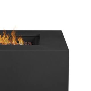 Real Flame Aegean 50 in. L X 32 in. W Outdoor Rectangular Powder Coated Steel Propane Fire Pit in Black with Lava Rocks C9813LP-BLK