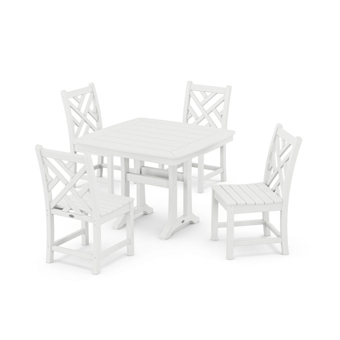 Polywood Chippendale Side Chair 5-Piece Dining Set with Trestle Legs PWS964-1