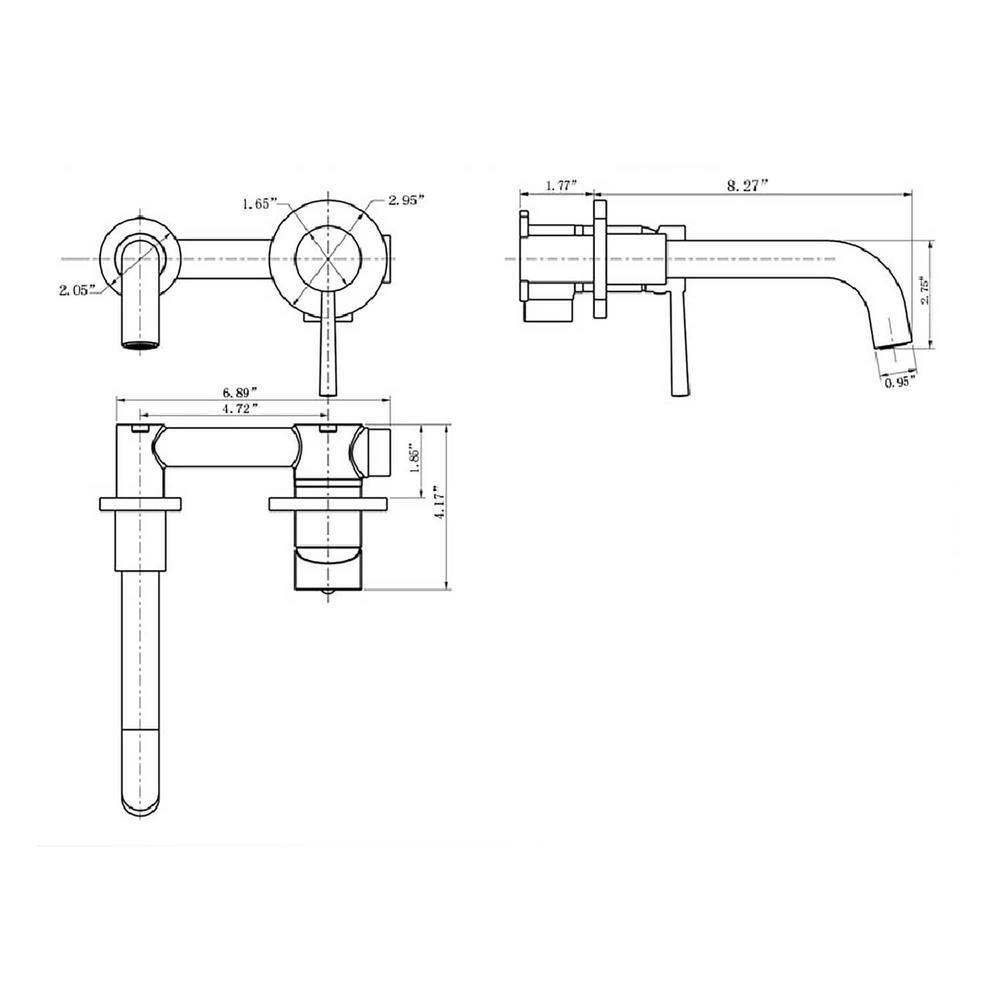 GIVING TREE Single Handle Wall Mounted Faucet with HotCold Indicators Included Valve Supply Lines in Matte Black RMHDFAUC0046