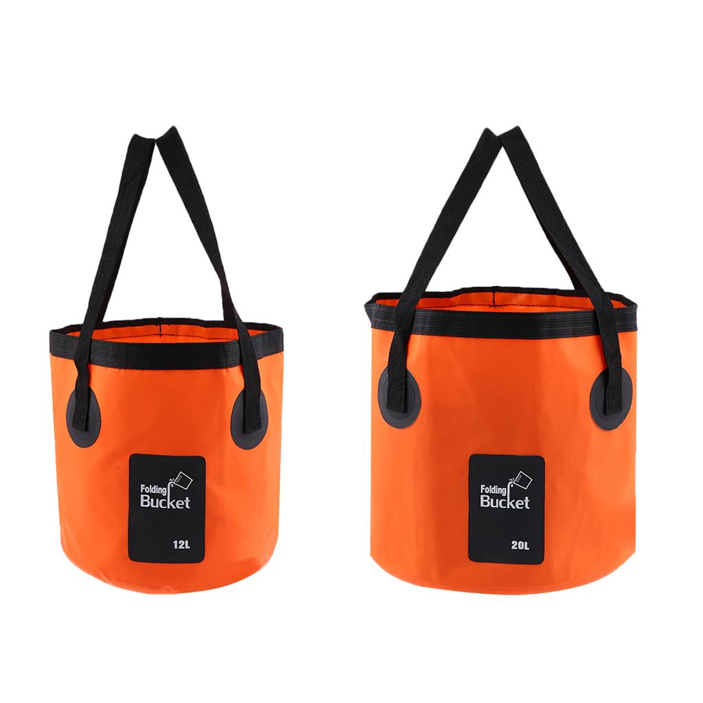 12L 20L Portable Collapsible Washbasin Bucket Camping Fishing Boat Water Fishing Pot - Orange, 12L