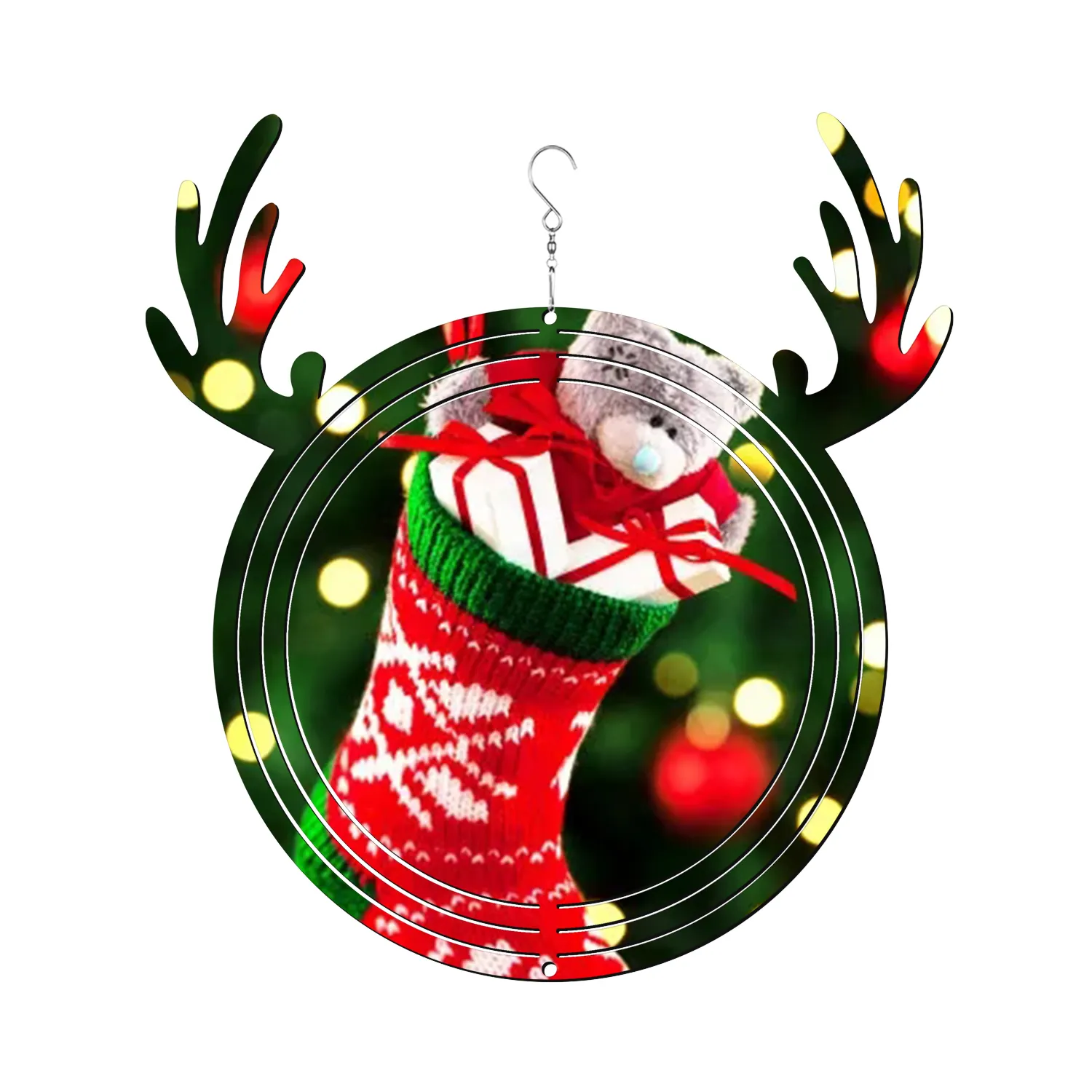 wholesale christmas decoration supplies for garden christmas ornaments wind spinner sublimation blank 8 inch 10 inch