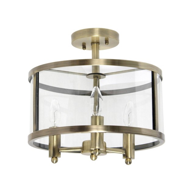 Industrial Farmhouse Glass metallic Accented Semi flushmount Ceiling Light Lalia Home