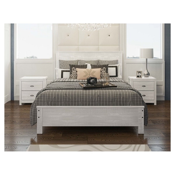 Yes4wood 3-Piece Bedroom Furniture Set， Solid Wood Albany Twin Size Bed Frame with Two 2-Drawer Nightstands - - 37849885