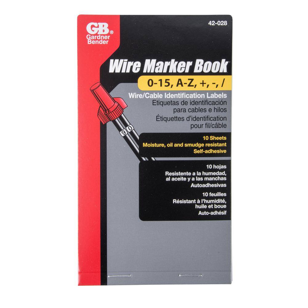 Gardner Bender Wire Marker Booklet A-Z 0-15 symbols 42-028