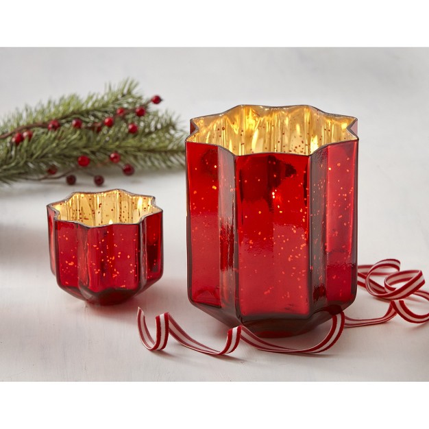 Tagltd Starlight Tealight Holder Lg Red