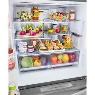 LG 30 cu. ft. 4-Door French Door Refrigerator Full Convert Drawer Smart Cooling and Craft Ice PrintProof Stainless Steel LRMXS3006S