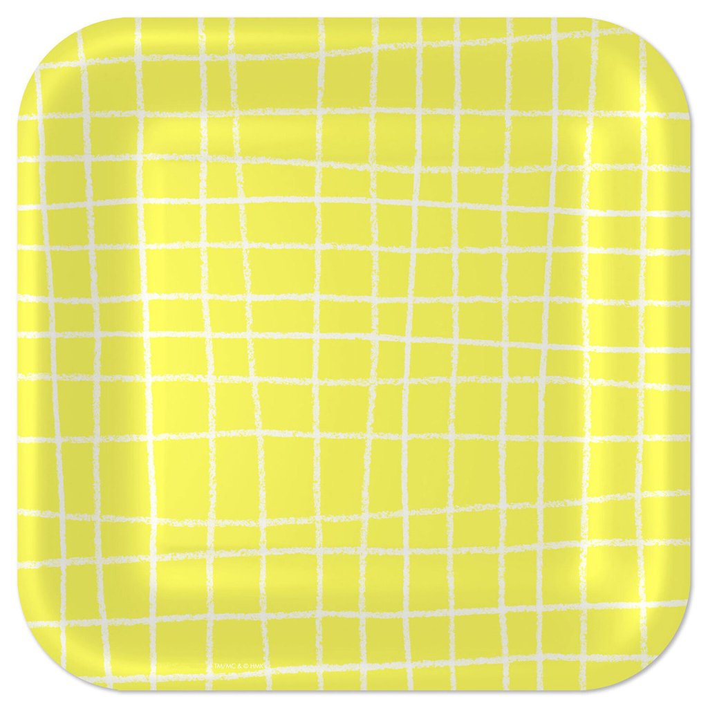 Hallmark  Yellow Grid Square Dinner Plates, Set of 8