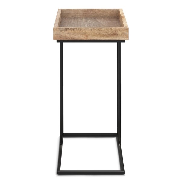 WYNDENHALL Matty SOLID MANGO WOOD and Metal 18 inch Wide Rectangle Industrial C Side Table in Natural， Fully Assembled