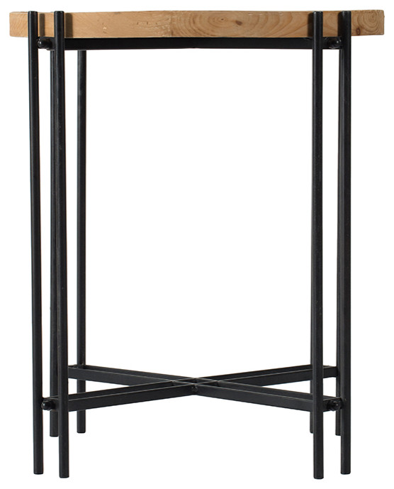 Wood Iron Side Table D21.5x24 quot  Industrial   Side Tables And End Tables   by GwG Outlet  Houzz