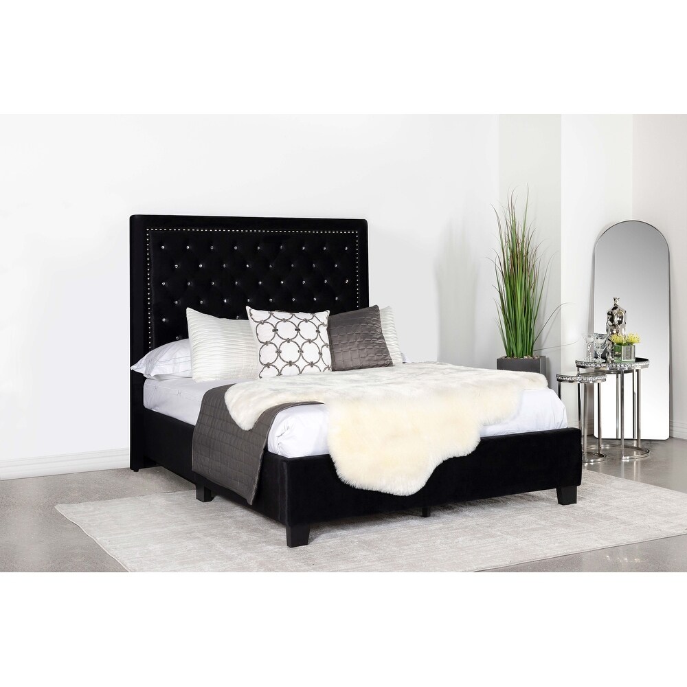 Coaster Furniture Hailey Upholstered Tufted Platform Bed Black