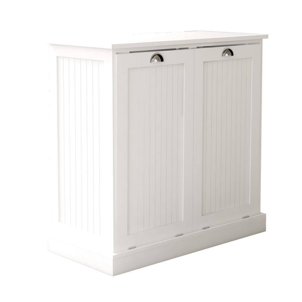 cadeninc 32.68 in. D x 14.57 in. W x 31.50 in. H Double Tilt-Out Laundry Hamper in White Ane-LQW1-950