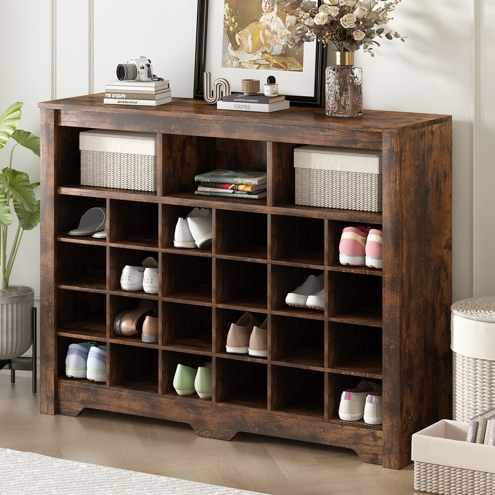 24 Shoe Cubby Cabinet with Curved Base