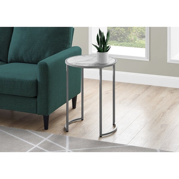 Monarch Specialties Side Table with Curved U-Shaped Metal Base - White - 18.25