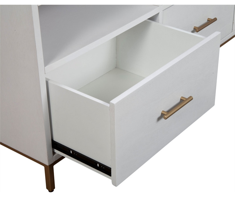 Alpine Furniture Madelyn Wood TV Console in White   Contemporary   Entertainment Centers And Tv Stands   by VirVentures  Houzz