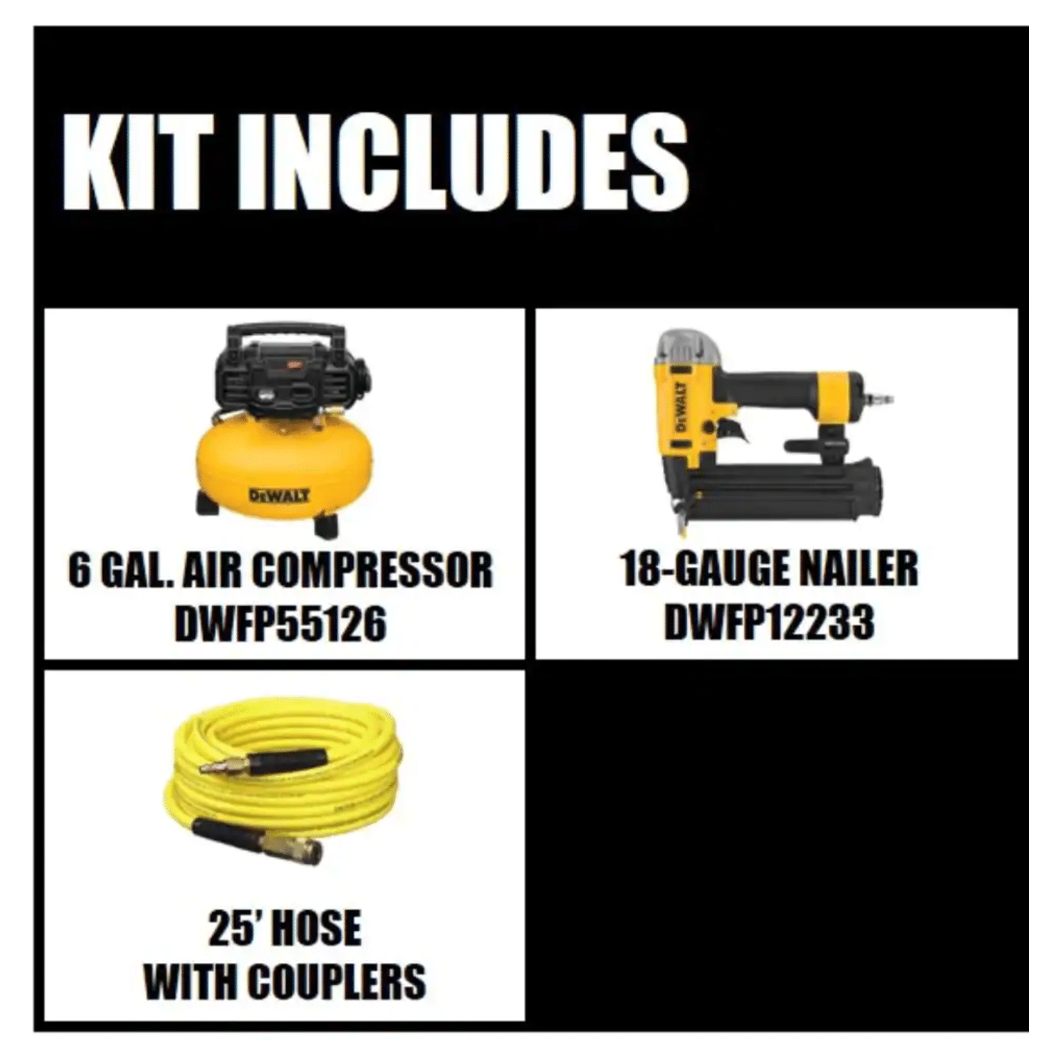 Dewalt 6 Gal. 18-Gauge Brad Nailer and Heavy-Duty Pancake Electric Air Compressor Combo Kit， 1-Tool (DWFP1KIT)