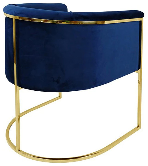 Marta Arm Chair With Blue Velvet Cover And Polished Gold Stainless Steel Frame   Contemporary   Armchairs And Accent Chairs   by Peachtree Fine Furniture  Houzz