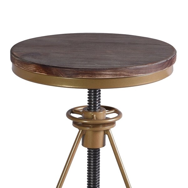 Seeken Weathered Wood and Gold Adjustable Bar Stool