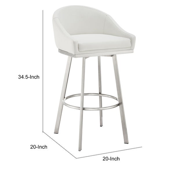 Sheryl 26 Inch Swivel Counter Stool Chair， Low Back， White Faux Leather