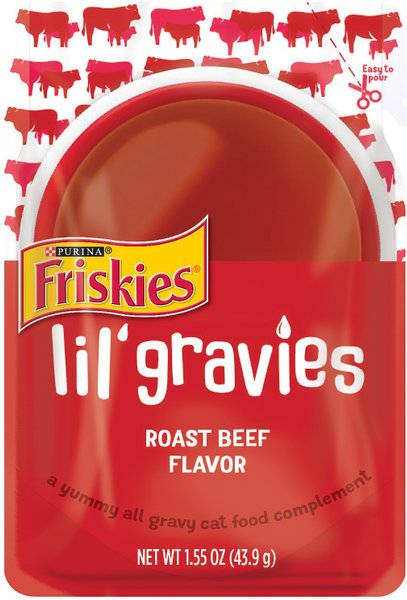 Friskies Lil' Gravies Roast Beef Flavor Cat Food Complement， 1.55-oz， case of 16