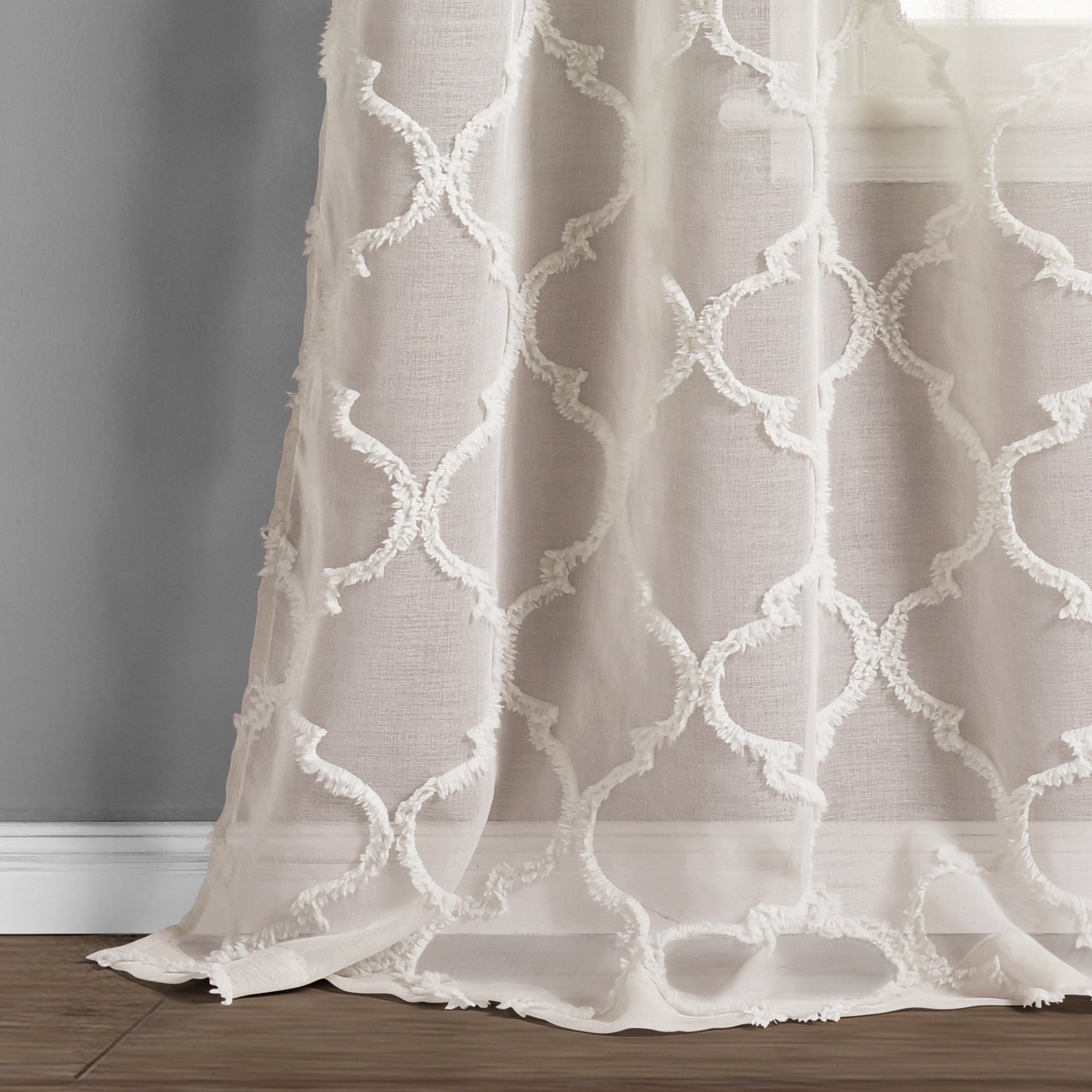 Avon Trellis Grommet Sheer Window Curtain Panel Set