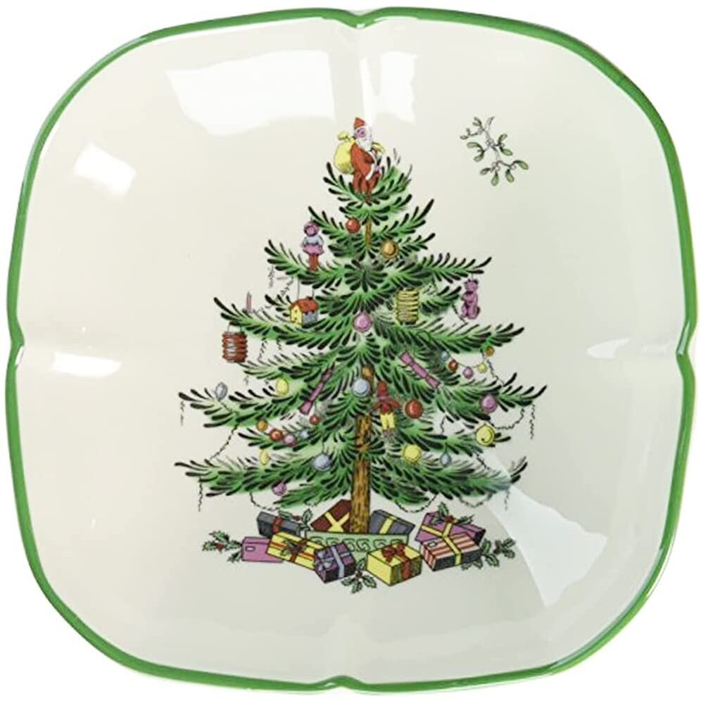 Spode Christmas Tree Sculpted Square Dish   5.5 inch