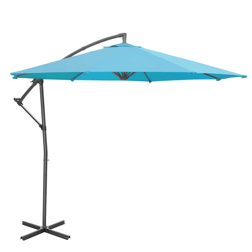 Zenova 10FT Patio Offset Umbrella with 360 Degree Rotation and Cross Base