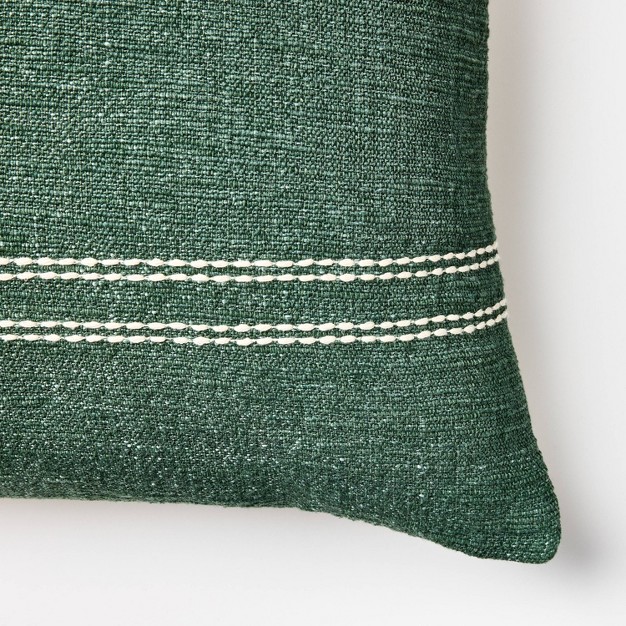 Oversized Embroidered Square Throw Pillow Sage Green cream Designed With Studio Mcgee