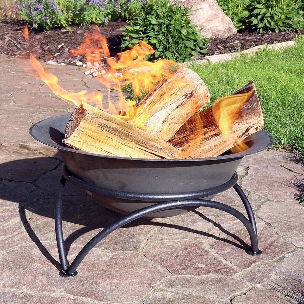 23.5 inch Wood Burning Small Cast Iron Fire Pit Bowl with Stand   23.5 in W x 23.5 in D x 11 in H