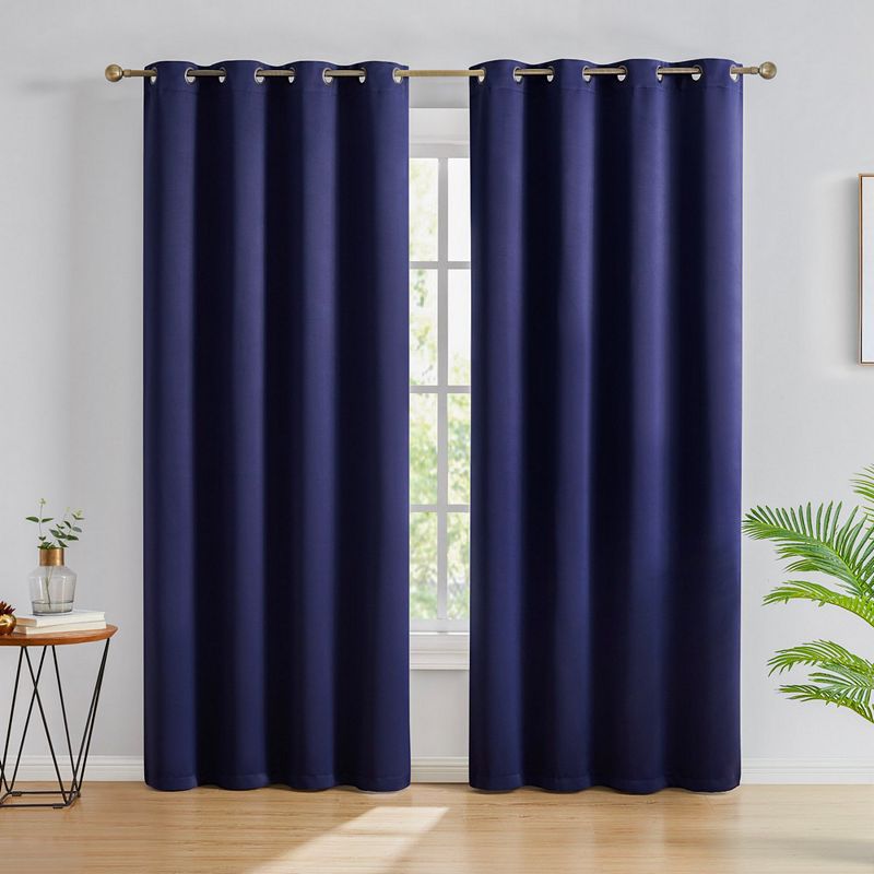 THD Cambridge Blackout Heavy Thermal Insulated Blocking Grommet Curtain Drapery Panels， Set of 2