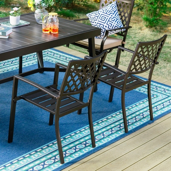 MAISON ARTS Outdoor Patio Dining Set of 7/9 with Metal Expandable Rectangular Dining Table and Metal Chairs