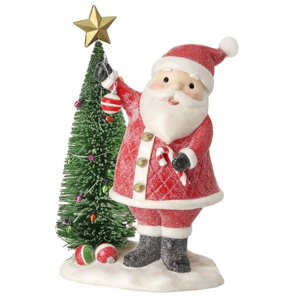 9 Resin Village Santa With Sisal Tree