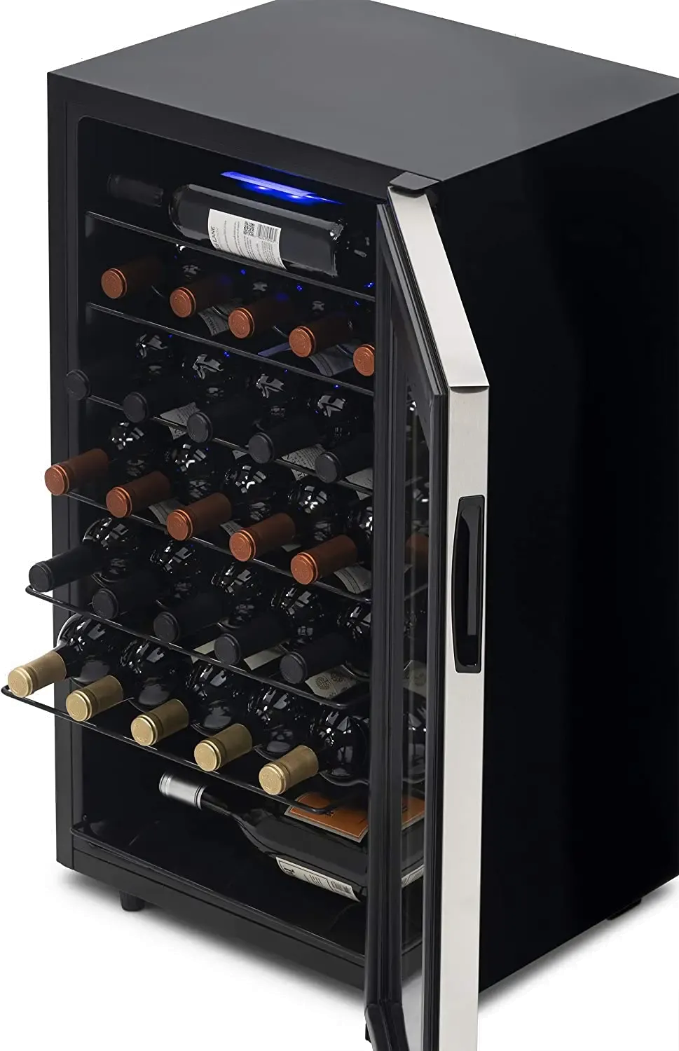 NewAir 33 Bottle Freestanding Compressor Wine Fridge - Stainless Steel