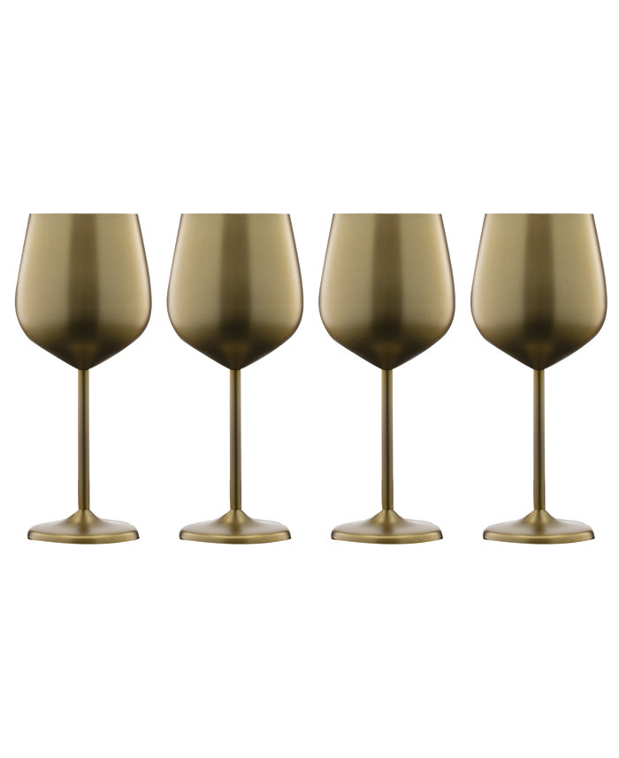 Cambridge 18 Oz Gold Stainless Steel White Wine Glasses Set of 4