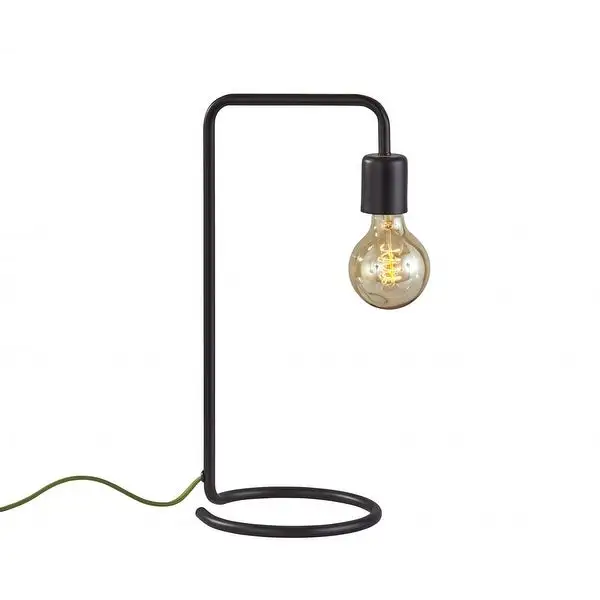 Industrial Matte Black Finish Metal Desk Lamp with Vintage Edison Bulb - 7.25 x 9 x 16.5