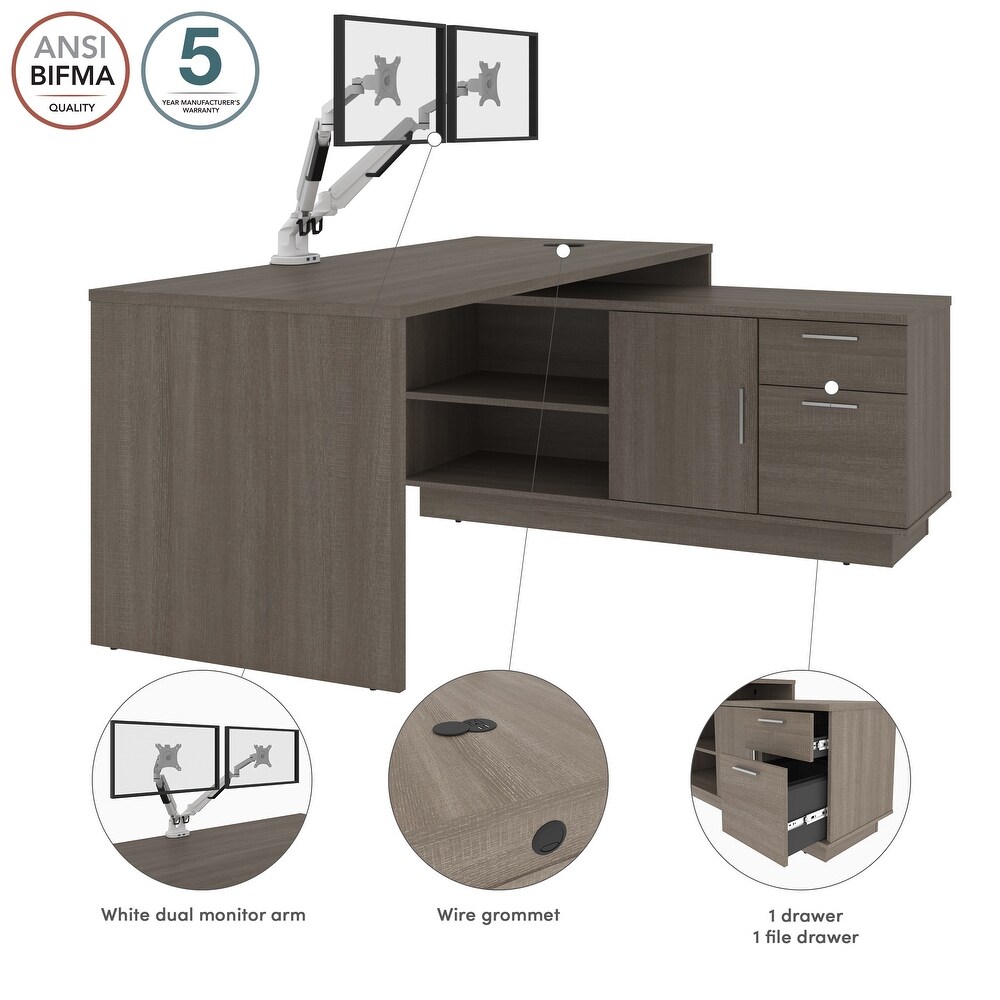 BESTAR Equinox 72W L Shaped Desk with Monitor Arms