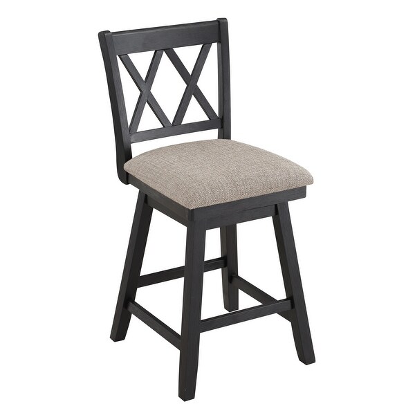 Wooden Linen Swivel Bar Counter Stool