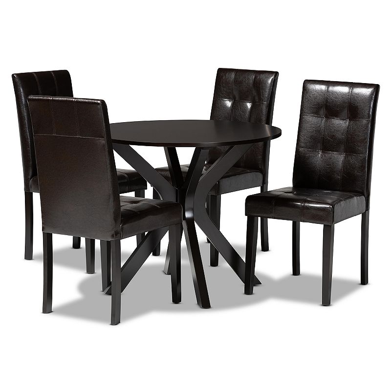 Baxton Studio Marie Dining Table and Chair 5-piece Set