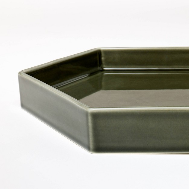 Ceramic Reactive Glaze Tray Green Designed With Studio Mcgee