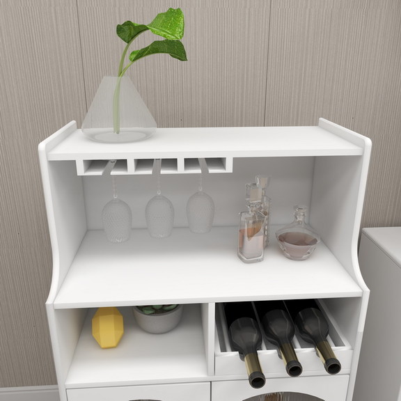 Living room White wine cabinet with removable wine...