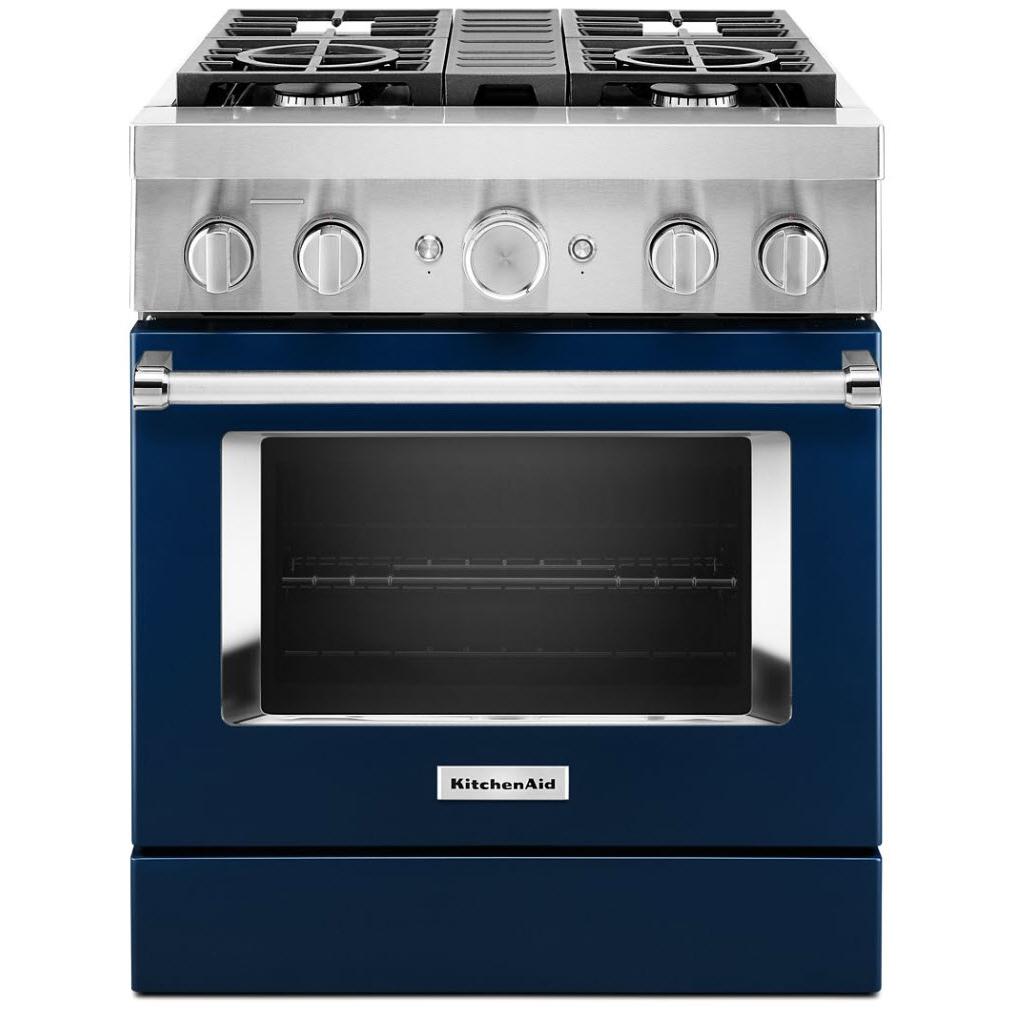 KitchenAid 30-inch Freestanding Dual Fuel Range with Even-Heat�True Convection KFDC500JIB